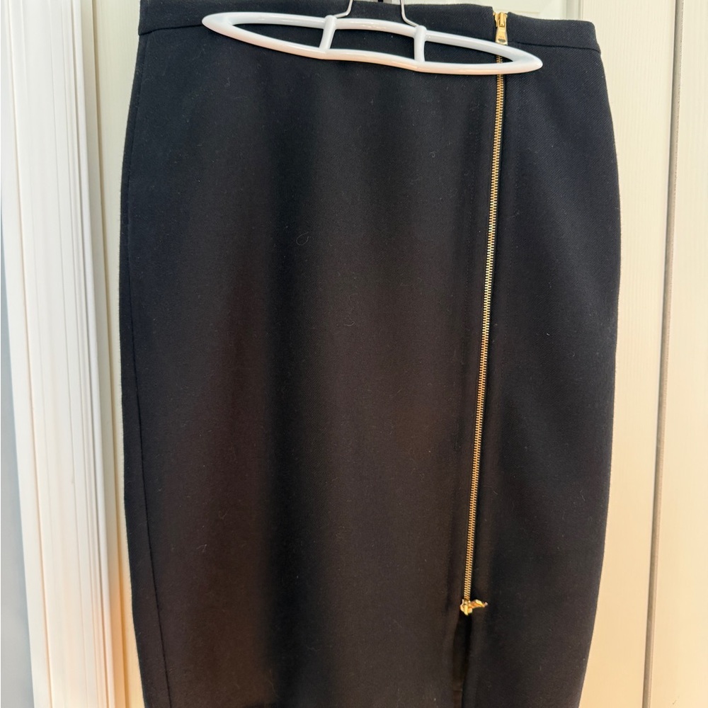 J. Crew Wool Pencil Skirt with Gold Zipper